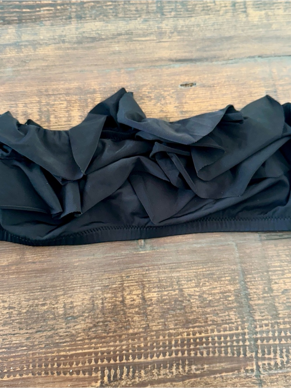 J. Crew Black Ruffle Bandeau Bikini Top